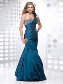 Mermaid One-shoulder Beading Satin Prom Dress
