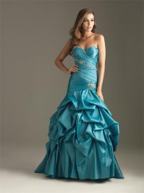 Satin Sweetheart Ruffle Evening Dress