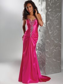 Sheath/Column Sweetheart Beading Satin Sweep Train Evening Dress Sheath/Column Sweetheart Beading Satin Sweep Train Evening Dress