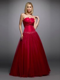 A-line Strapless Beading Organza&Satin Engagement Dress A-line Strapless Beading Organza&Satin Engagement Dress