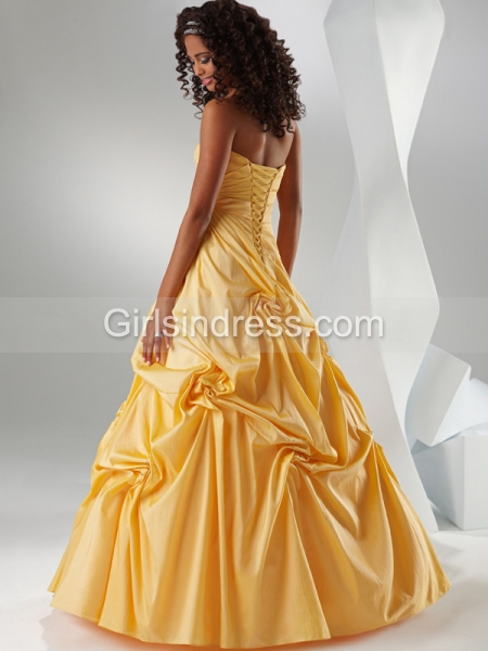 A-line Strapless Ruched Floor-length Satin Prom Dress