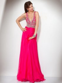 Attractive V-neck Beading A-line Chiffon Evening Dress Attractive V-neck Beading A-line Chiffon Evening Dress