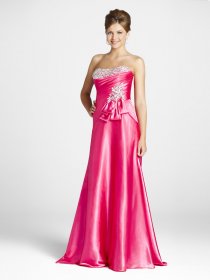 Elegant A-line Strapless Flower Beaded Satin Floor-length Evening dress Elegant A-line Strapless Flower Beaded Satin Floor-length Evening dress