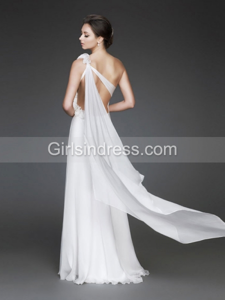 Elegant One-shoulder Design Sheath Chiffon Evening Dress