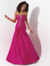 A-line Sweetheart Beaded Floor-length Satin Prom Dress A-line Sweetheart Beaded Floor-length Satin Prom Dress