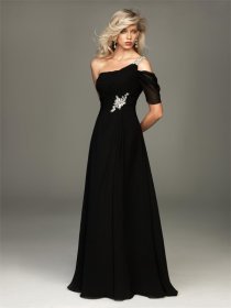 Black Chiffon One-shoulder Crystal Evening Dress Black Chiffon One-shoulder Crystal Evening Dress