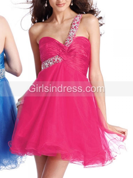 Classic A-line One Shoulder Sweetheart Homecoming Dress