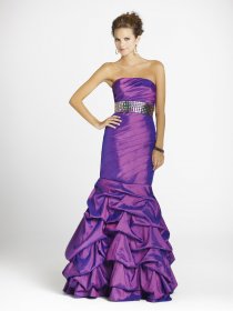 Fantastic Mermaid Strapless Beaded Purple Satin Prom Dress Fantastic Mermaid Strapless Beaded Purple Satin Prom Dress