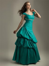 Satin Off-the-shoulder Ruffle Evening Dress