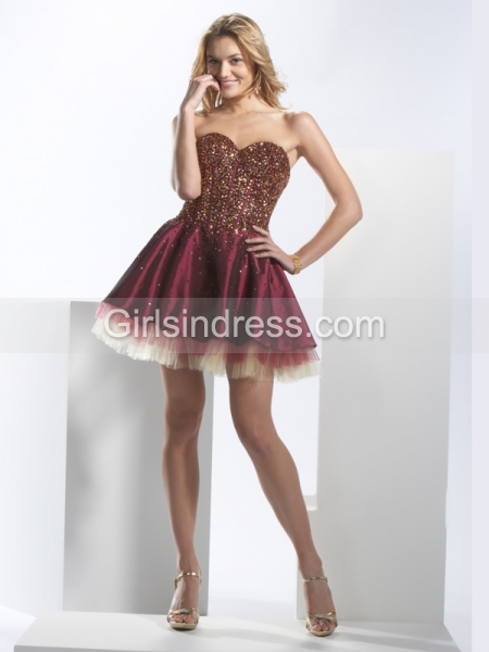 Sweetheart Beading Elegant Satin A-line Cocktail Dress