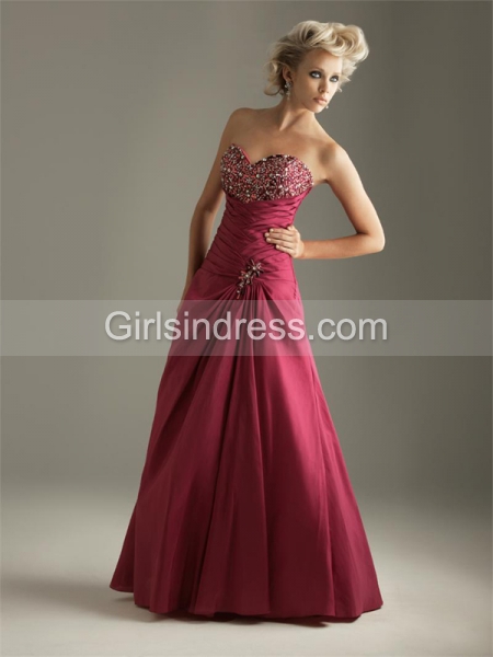 Sweetheart A-line Strapless Floor-length Satin Prom Dress Sweetheart A-line Strapless Floor-length Satin Prom Dress