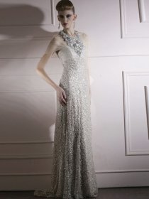 Gorgeous A-line Jewery Floor-length Satin Evening Dress Gorgeous A-line Jewery Floor-length Satin Evening Dress