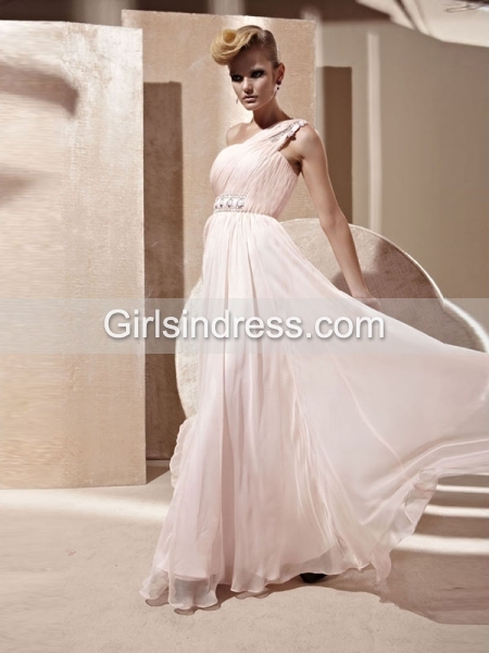 A-line Crystal Beading Organza One-shoulder Evening Dress A-line Crystal Beading Organza One-shoulder Evening Dress