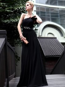 Elegant A-line One Shoulder Beaded Chiffon Evening Dress Elegant A-line One Shoulder Beaded Chiffon Evening Dress