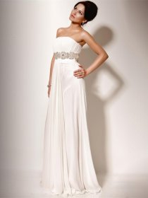 Gorgeous Strapless Beading A-line Chiffon Floor-length Prom Dress