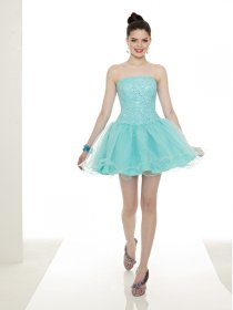 Little Cute Strapless Beaded Organza Graduation Dress Little Cute Strapless Beaded Organza Graduation Dress