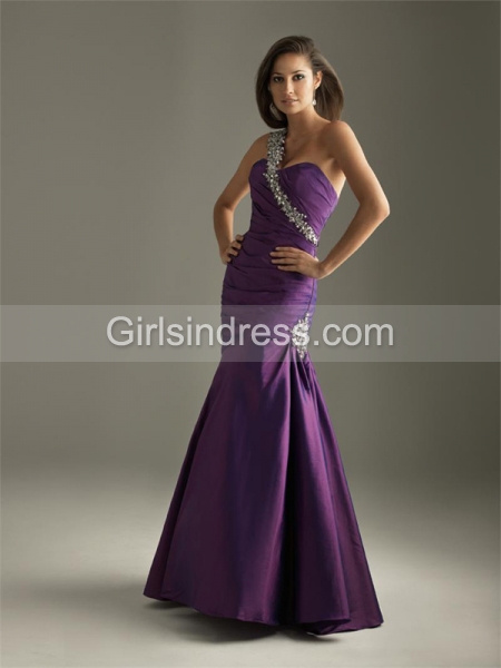 Satin Silver Sash Sweetheart Evening Dress