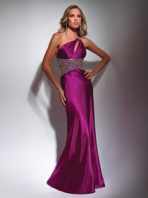 Sheath One-shoulder Floor-length Beading Satin Evening Dress Sheath One-shoulder Floor-length Beading Satin Evening Dress