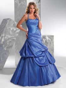 A-line Halter Floor-length Ruched&Beaded Satin Prom Dress A-line Halter Floor-length Ruched&Beaded Satin Prom Dress
