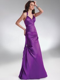 A-line Halter Pleated and Beaded Floor-length Prom Dress A-line Halter Pleated and Beaded Floor-length Prom Dress