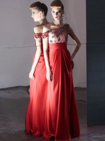 A-line One-Shoulder Satin Crystals & Beading Evening Dress A-line One-Shoulder Satin Crystals & Beading Evening Dress