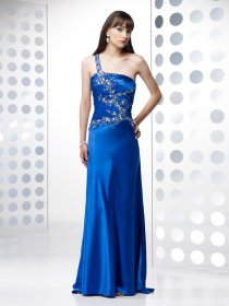 A-line One-shoulder Beading Satin Evening Dress A-line One-shoulder Beading Satin Evening Dress