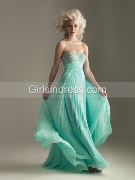 Chiffon A-line Strapless Paillettes Prom Dress