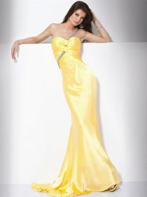 Elegant Mermaid Beading One-shoulder Satin Evening Dress Elegant Mermaid Beading One-shoulder Satin Evening Dress