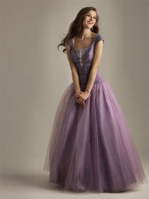 Satin & Organza Square Off-the-shoulder Evening Dress Satin & Organza Square Off-the-shoulder Evening Dress