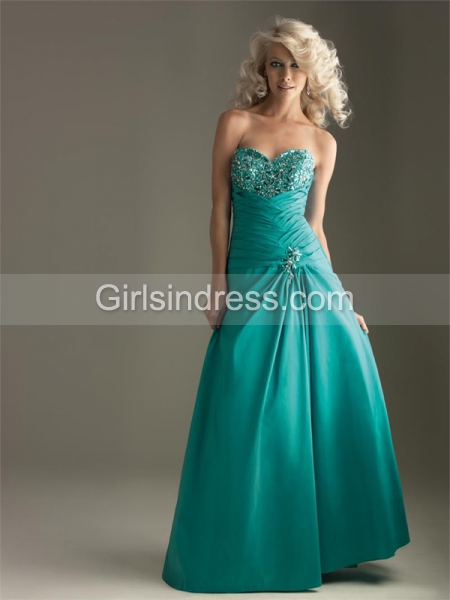 Sweetheart A-line Strapless Floor-length Satin Prom Dress Sweetheart A-line Strapless Floor-length Satin Prom Dress