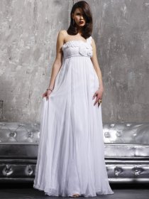 Elegant Flowers A-line Chiffon One-shoulder Prom Dress