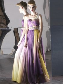 A-line One Shoulder Sweetheart Crystals Contrastcolor Tencel Prom Dress A-line One Shoulder Sweetheart Crystals Contrastcolor Tencel Prom Dress