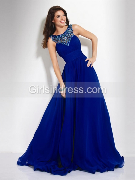 blue prom dress with straps