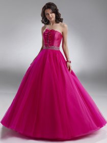 Ball Gown Strapless Satin & Organza Ruffle Engagement Dress Ball Gown Strapless Satin & Organza Ruffle Engagement Dress