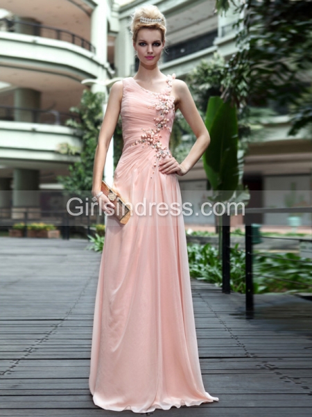 Delicate Sheath/Column One Shoulder Satin Floor Length Evening/Prom Dress