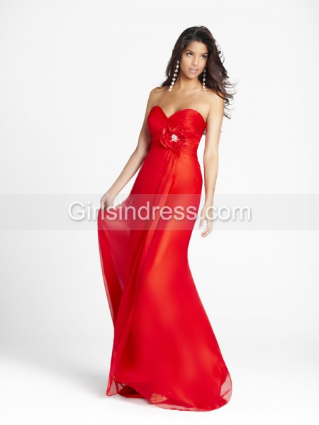 Elegant Sweetheart Flower Chiffon Floor-length Prom Dress