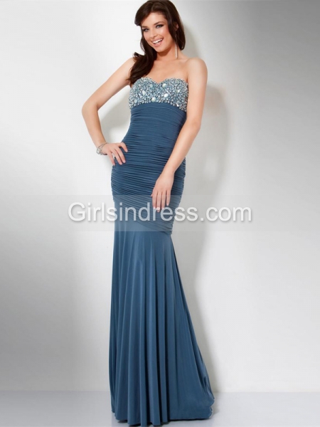 Gorgeous Sheath Sweetheart Beading Chiffon Evening Dress