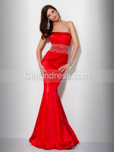 Mermaid Strapless Beading Satin Gorgeous Evening Dress Mermaid Strapless Beading Satin Gorgeous Evening Dress