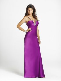 V-neck Beaded Satin Floor-length Sheath Prom Dress V-neck Beaded Satin Floor-length Sheath Prom Dress