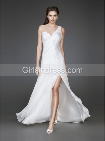 Sweetheart One-shoulder Backless Chiffon Evening Dress