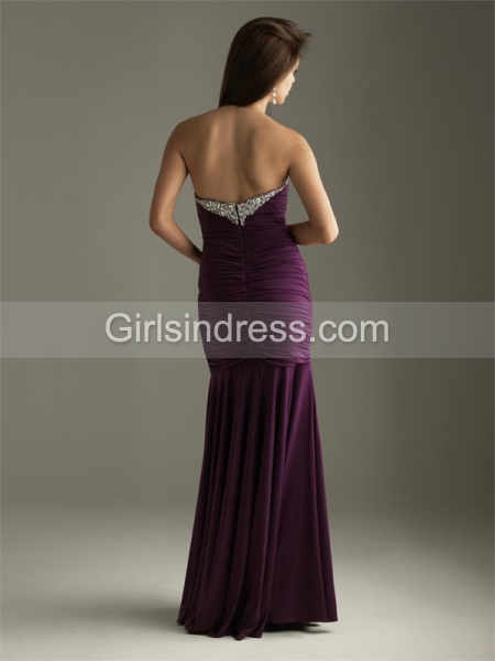 Sweetheart Strapless Satin Floor-length Evening Dress