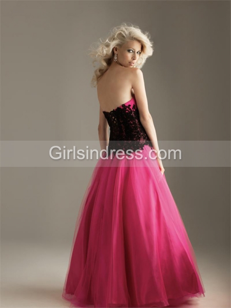 Tulle & Satin Sweetheart Strapless Prom Dress