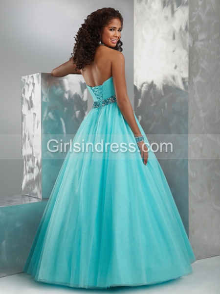 Ball Gown Beaded Jewel Floor-length Organza Engagement Dress