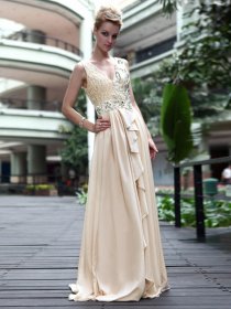 Chic A-line Straps V-neck Sequins Satin Evening Dress