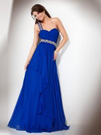 One-shoulder Beading Elegant Chiffon Prom Dress