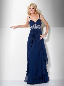 Elegant A-line Spaghetti Straps Beading Chiffon Evening Dress Elegant A-line Spaghetti Straps Beading Chiffon Evening Dress