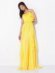 Elegant A-line Sweetheart Flowers Chiffon Prom Dress
