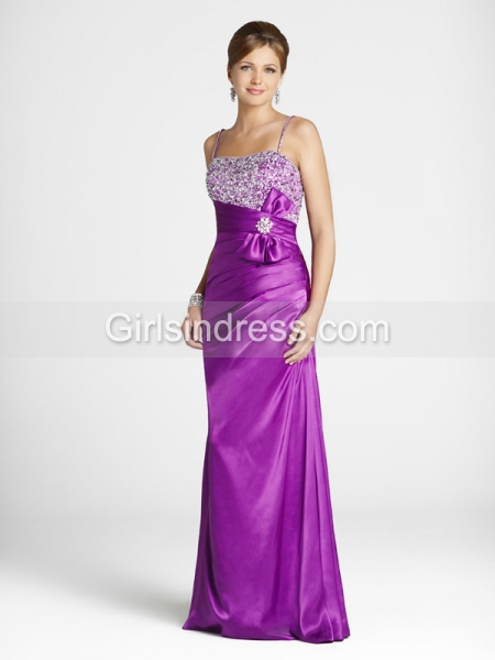 ... Evening Dress Purple A-line Spaghetti Straps Beaded Satin Evening ... Evening Dress Purple A-line Spaghetti Straps Beaded Satin Evening