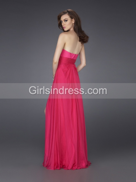 A-line Strapless Crystals Front Furcal Satin Evening Dress
