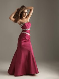 Fuchsia Satin Strapless Flooe-length Mermaid Prom Dress Fuchsia Satin Strapless Flooe-length Mermaid Prom Dress